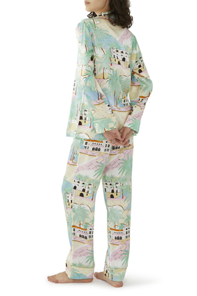 Lila Pampelonne Palm Pajama Set